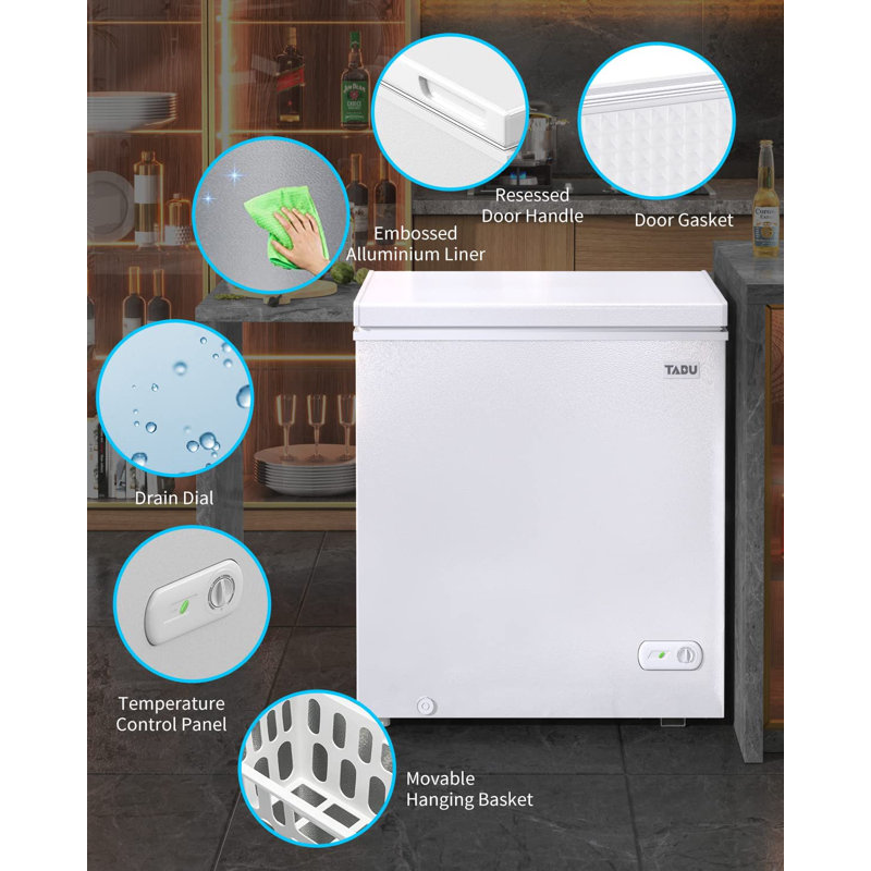 TABU 5 Cubic Feet Chest Freezer with Adjustable Temperature Controls